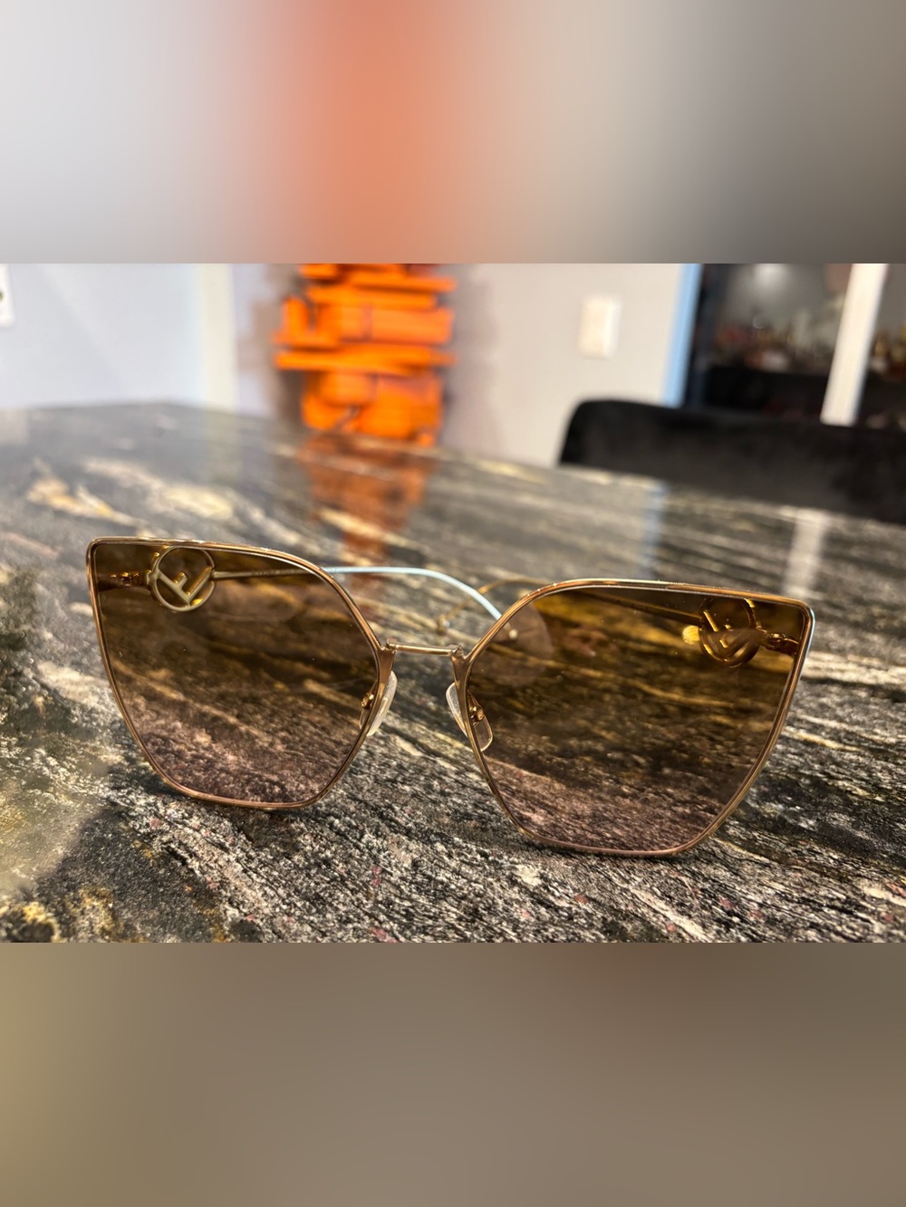 Gold Frame Sunglasses with Brown Gradient Lenses